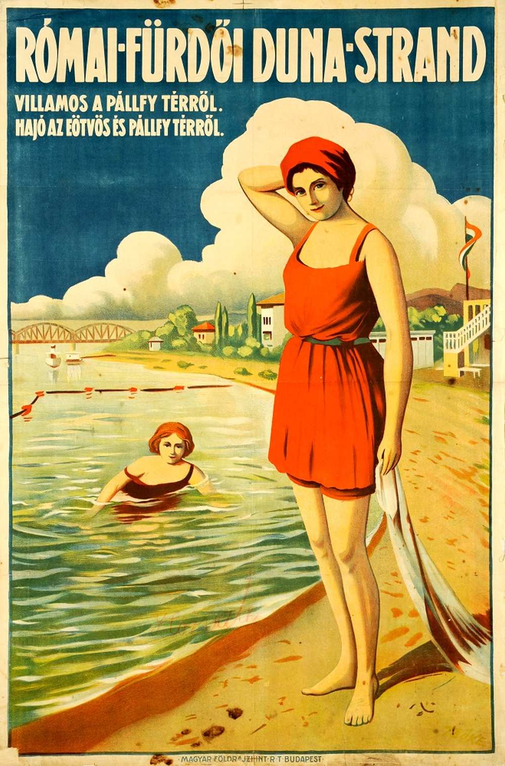 Római-fürdői Duna-strand (1922). Jelzet: PKG.én/269 – Térkép-, Plakát- és Kisnyomtatványtár http://nektar.oszk.hu/hu/manifestation/2769532