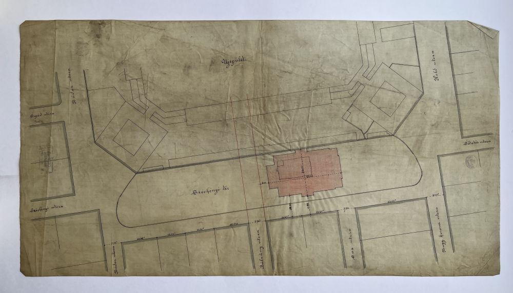 A Vígszínház Újépület mellé tervezett épületének helyrajza. jelzet: SZT SZT KT 85 – Színháztörténeti és Zeneműtár