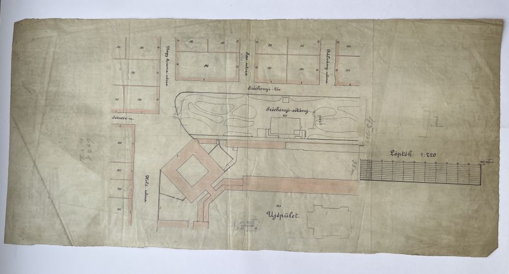 A Vígszínház Újépület mellé tervezett épületének helyrajza. Jelzet: SZT KT 84 – Színháztörténeti és Zeneműtár