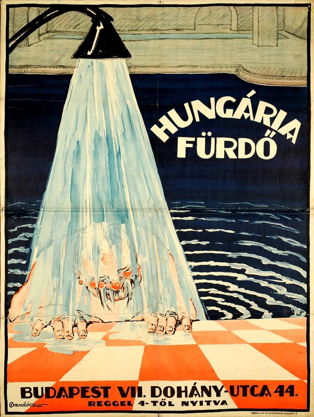 Bardócz Árpád: Hungária Fürdő (1923) – Térkép-, Plakát- és Kisnyomtatványtár. Jelzet: PKG.én/270 http://nektar.oszk.hu/hu/manifestation/2769533