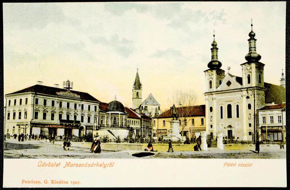 Marosvásárhely főtere a Kossuth-szoborral – Térkép-, Plakát-, és Kisnyomtatványtár. Jelzet: M 919.
