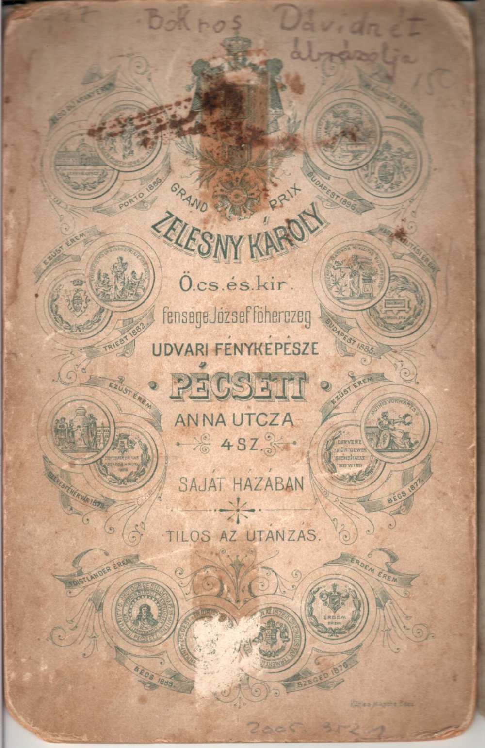 Kislány portré, 1890-es évek. Verzó. A kép forrása: Magángyűjtemény