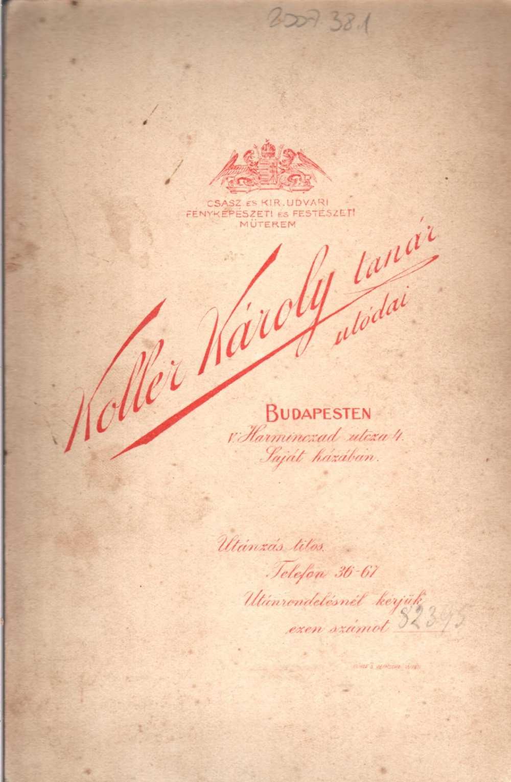 Koller Károly utódai: Katonaportré, 1906. Verzó – Magángyűjtemény