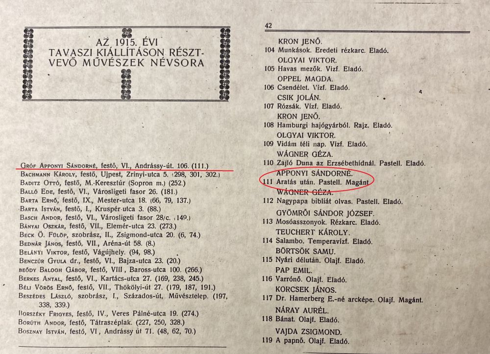 Esterházy Alexandra az 1915-ös katalógusban – Törzsgyűjtemény https://nektar.oszk.hu/hu/manifestation/3234888