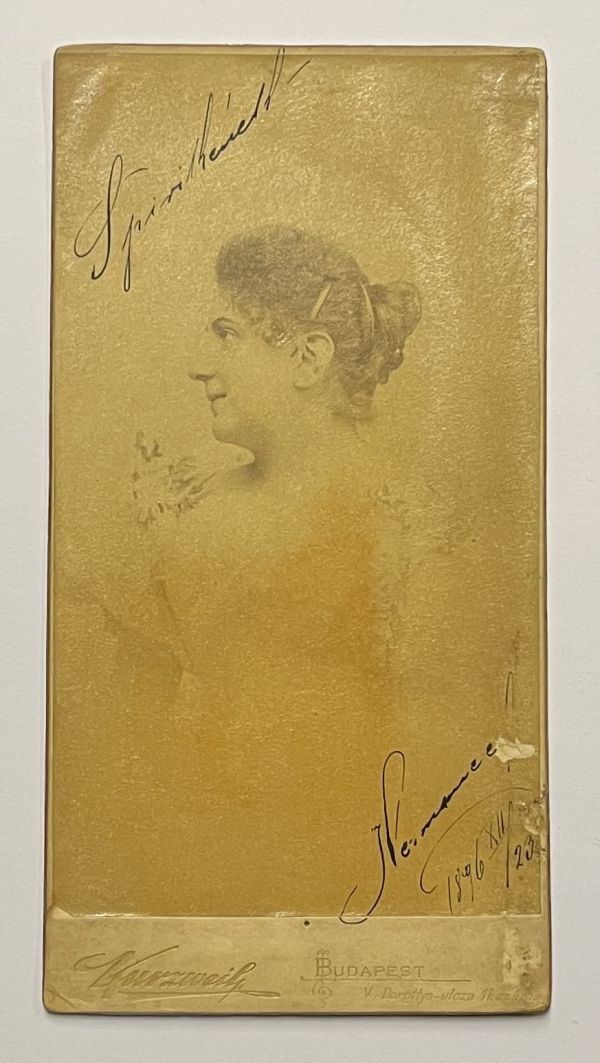 Haraszthy Hermin. Fénykép, Kurzweil Frigyes, Budapest-Balatonfüred, Dedikálva Spirikének, 1896. Jelzet: NSZ KB H 142