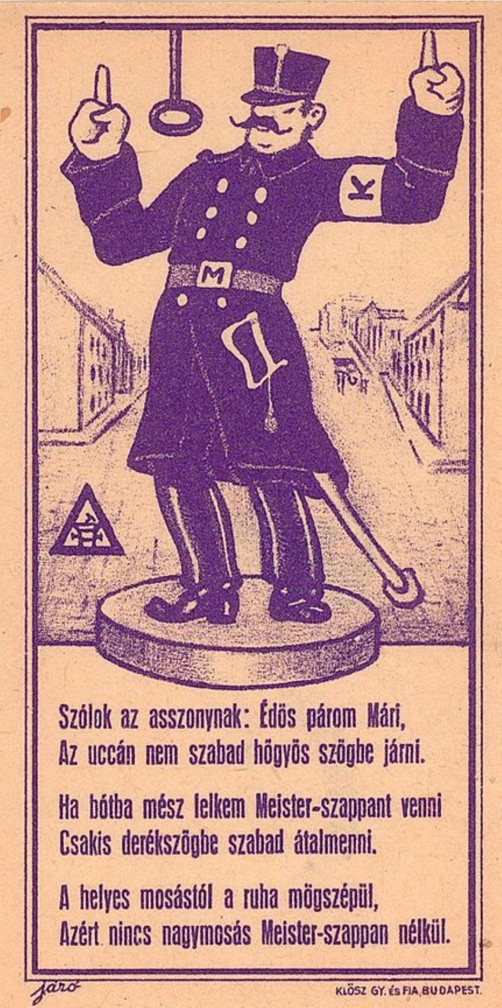 Meister szappan reklámverses számolócédulája – Térkép-, Plakát- és Kisnyomtatványtár