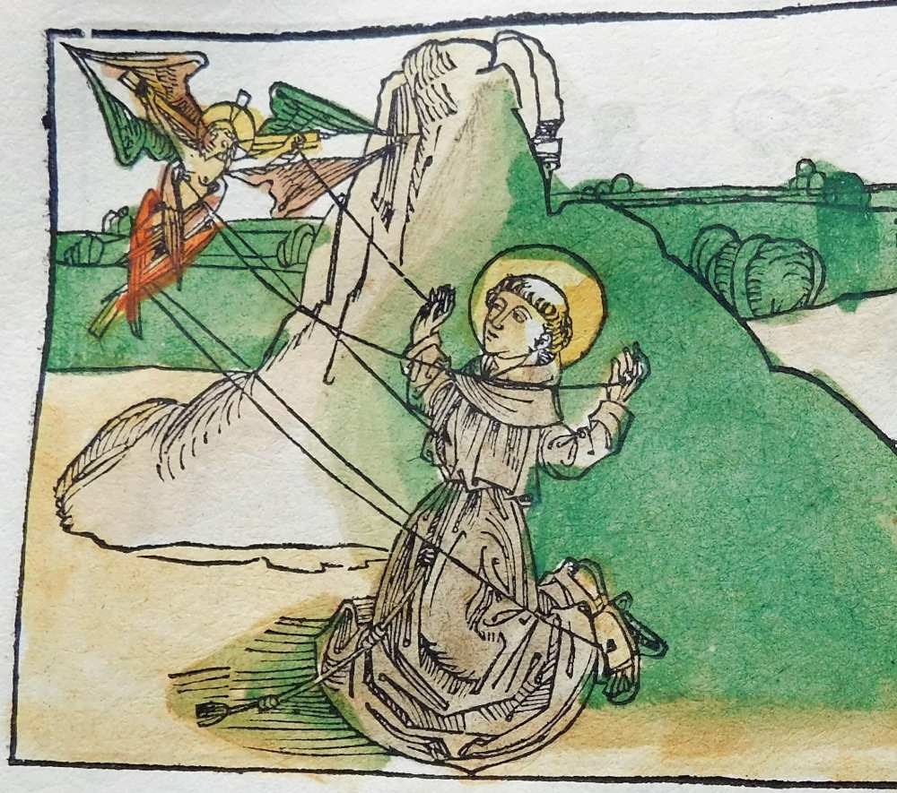 Jacobus de Voragine: Szent Ferenc legendája. In. Legenda aurea sanctorum, Nürnberg, 1488 körül. Jelzet: Inc. 163 – Régi Nyomtatványok Tára http://nektar.oszk.hu/hu/manifestation/2785672