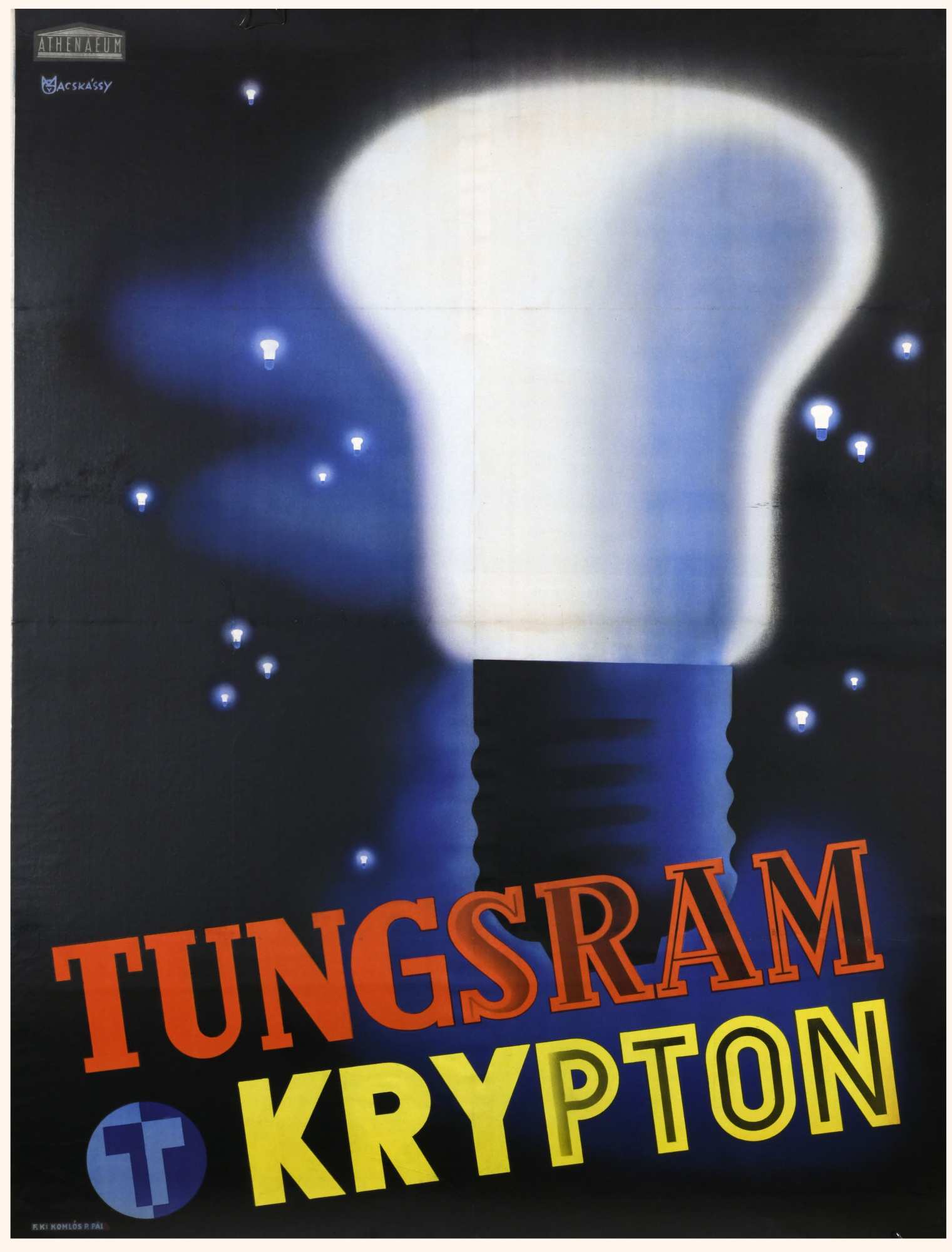 Tungsram krypton. Grafikus: Macskássy Gyula. Jelzet: PKG.1940/269 – Plakát- és Kisnyomtatványtár