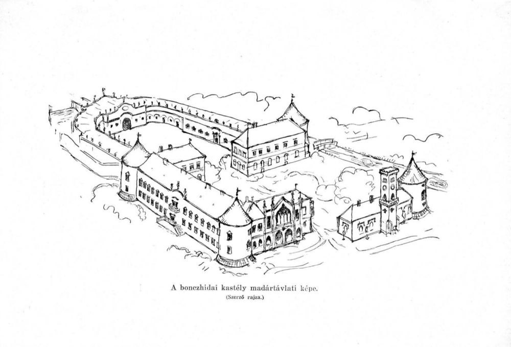 A bonchidai kastély felülnézetből. In: Bíró József: A bonczhidai Bánffy-kastély, Cluj, Minerva Ny., 1935 (Erdélyi tudományos füzetek 75.) – Magyar Elektronikus Könyvtár https://mek.oszk.hu/08700/08701/