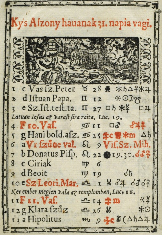 „Kalendarium, es az ielen valo…”, 1583 (RMNY 503). 