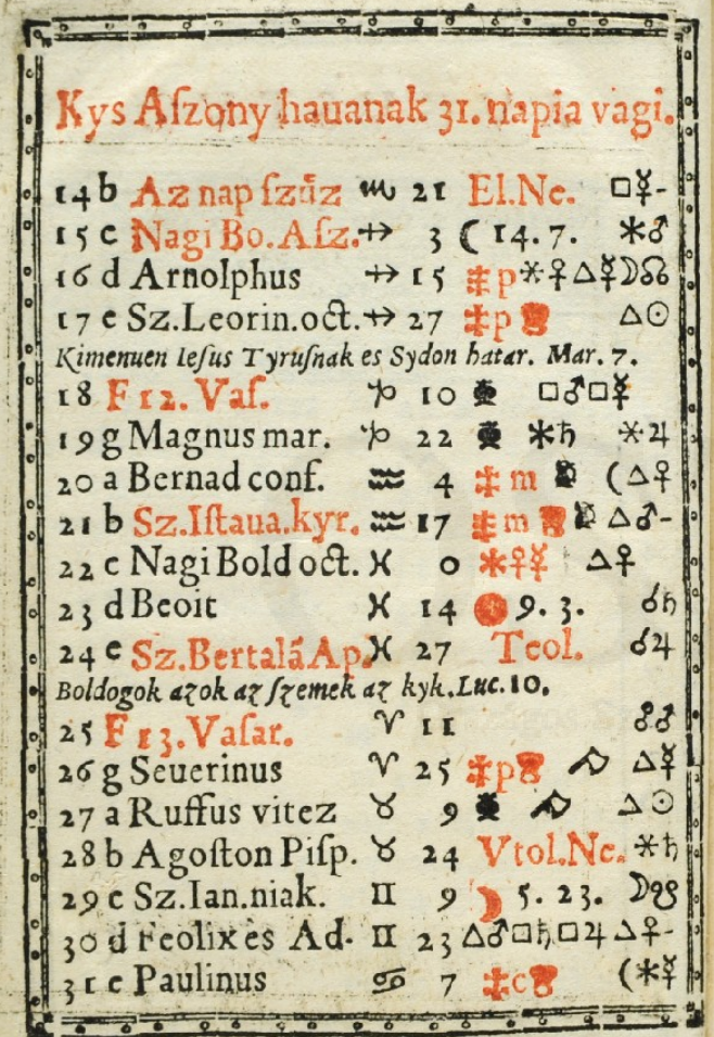 „Kalendarium, es az ielen valo…”, 1583 (RMNY 503). 
