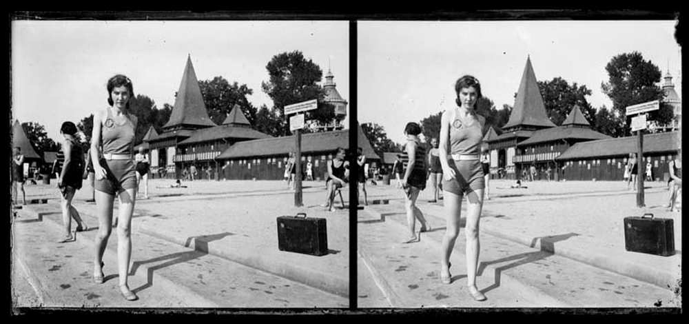 Fürdőruhás nő a Palatinus strandon. Jelzet: FTA 1964. – Történeti Fénykép- és Videótár