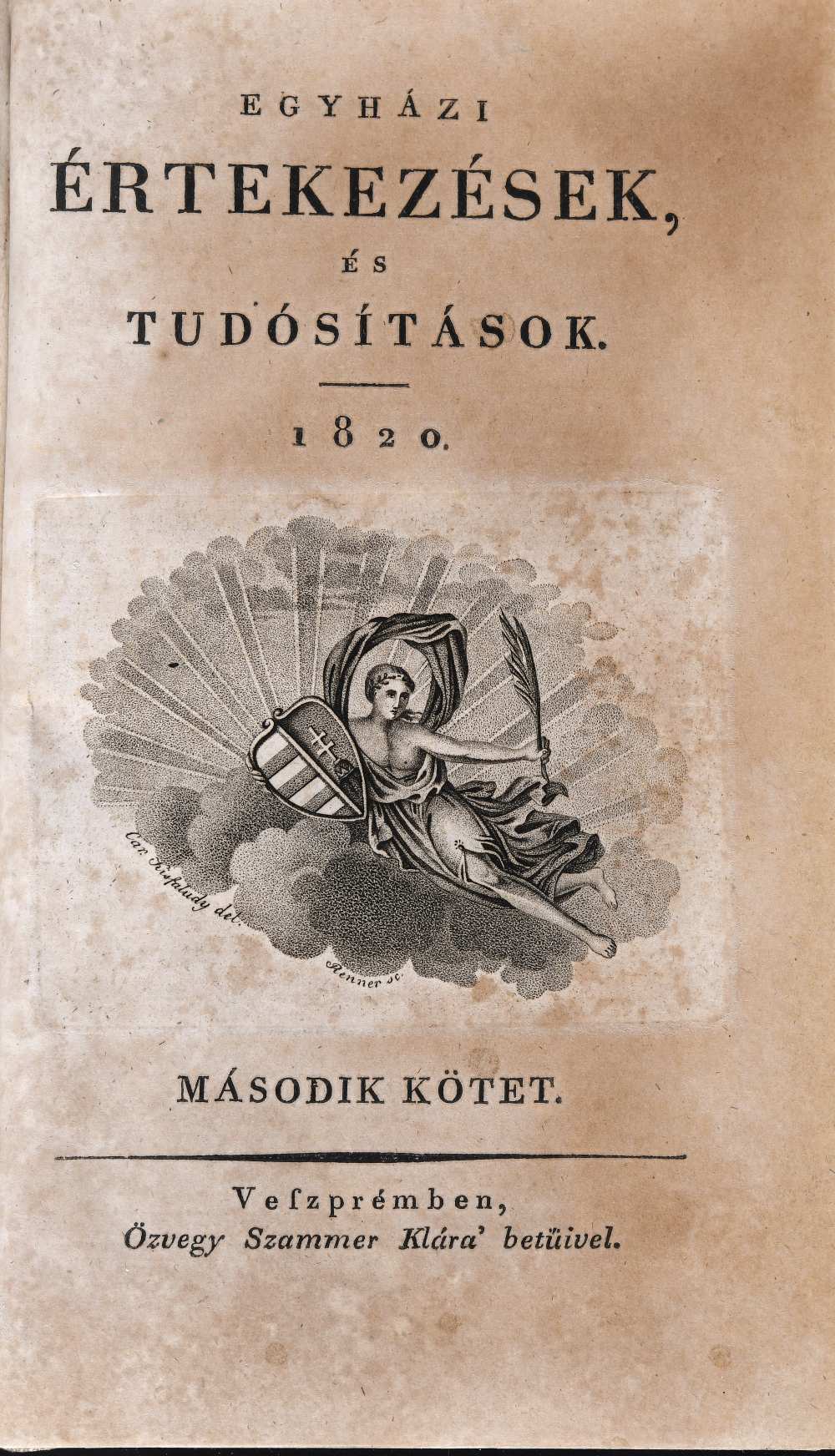 Egyházi Értekezések és Tudósítások, 1. évf., 1820. II. kötet, fedőlap – Törzsgyűjtemény http://nektar.oszk.hu/hu/manifestation/1032069