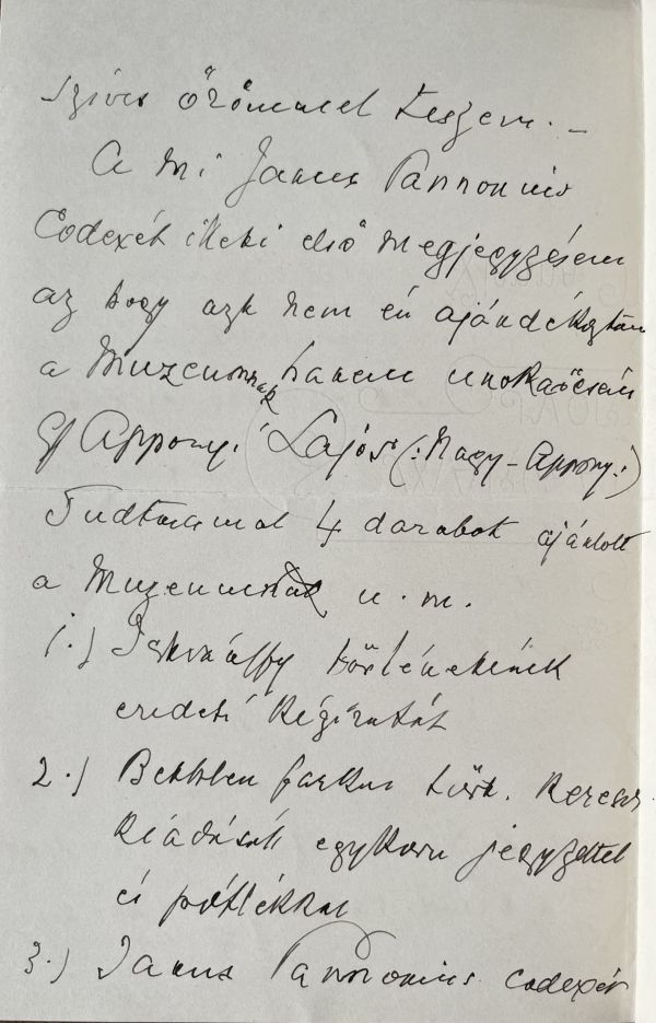 Apponyi Sándor levele Schönherr Gyulához. 1893. szeptember 4. Második oldal. Jelzet: Levelestár – Kézirattár&lt;br /&gt;