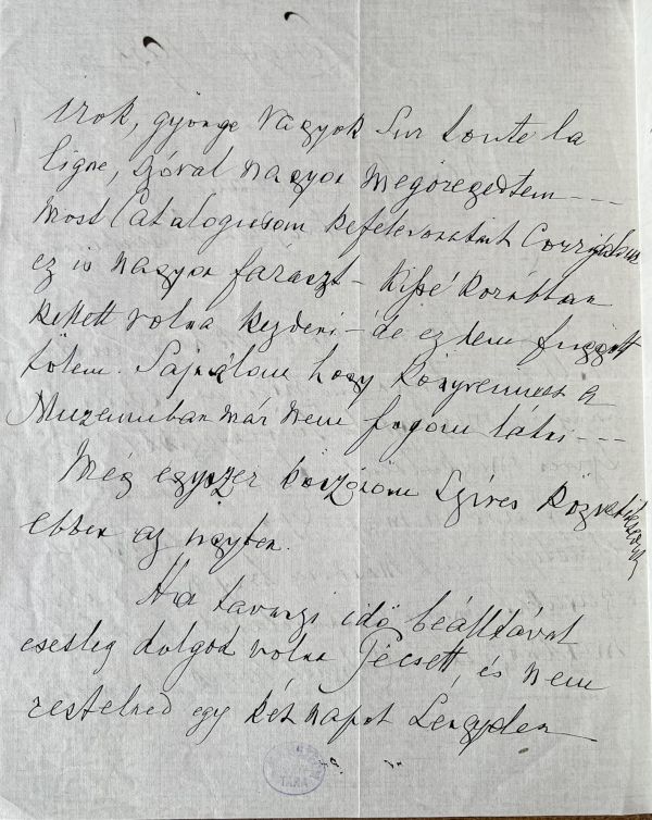 Apponyi Sándor levele Klebelsberg Kunóhoz. Lengyel, 1925. január 9. Jelzet: Levelestár – Kézirattár