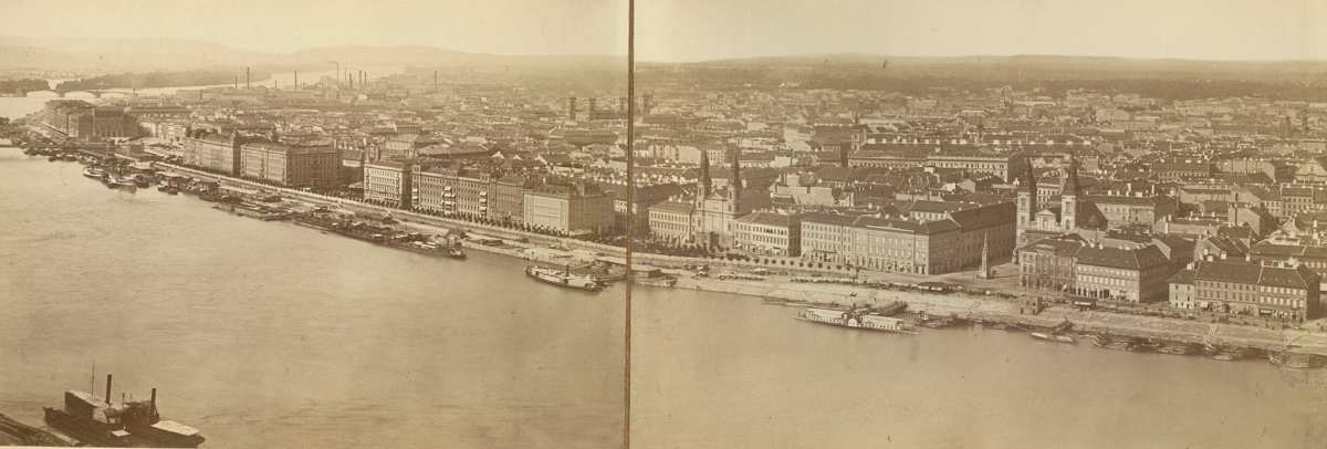 Klösz György: Környékkép Budapestről, 1896 – Térkép-, Plakát-és Kisnyomtatványtár. Jelzet: Kny.B.1.196.