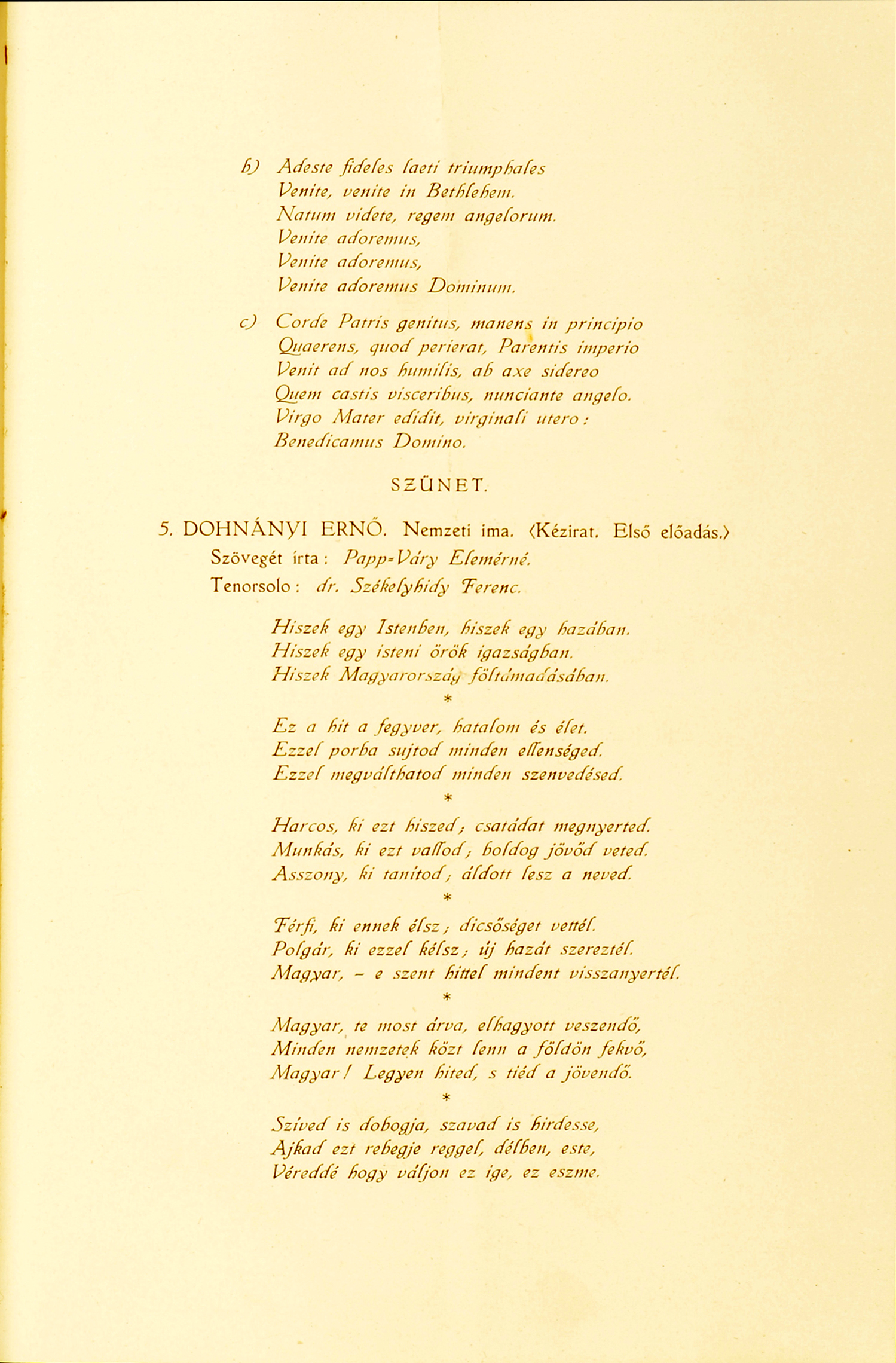 -	Az 1920. december 27-i hangverseny műsora. Dohnányi Ernő hagyatéka – Zeneműtár