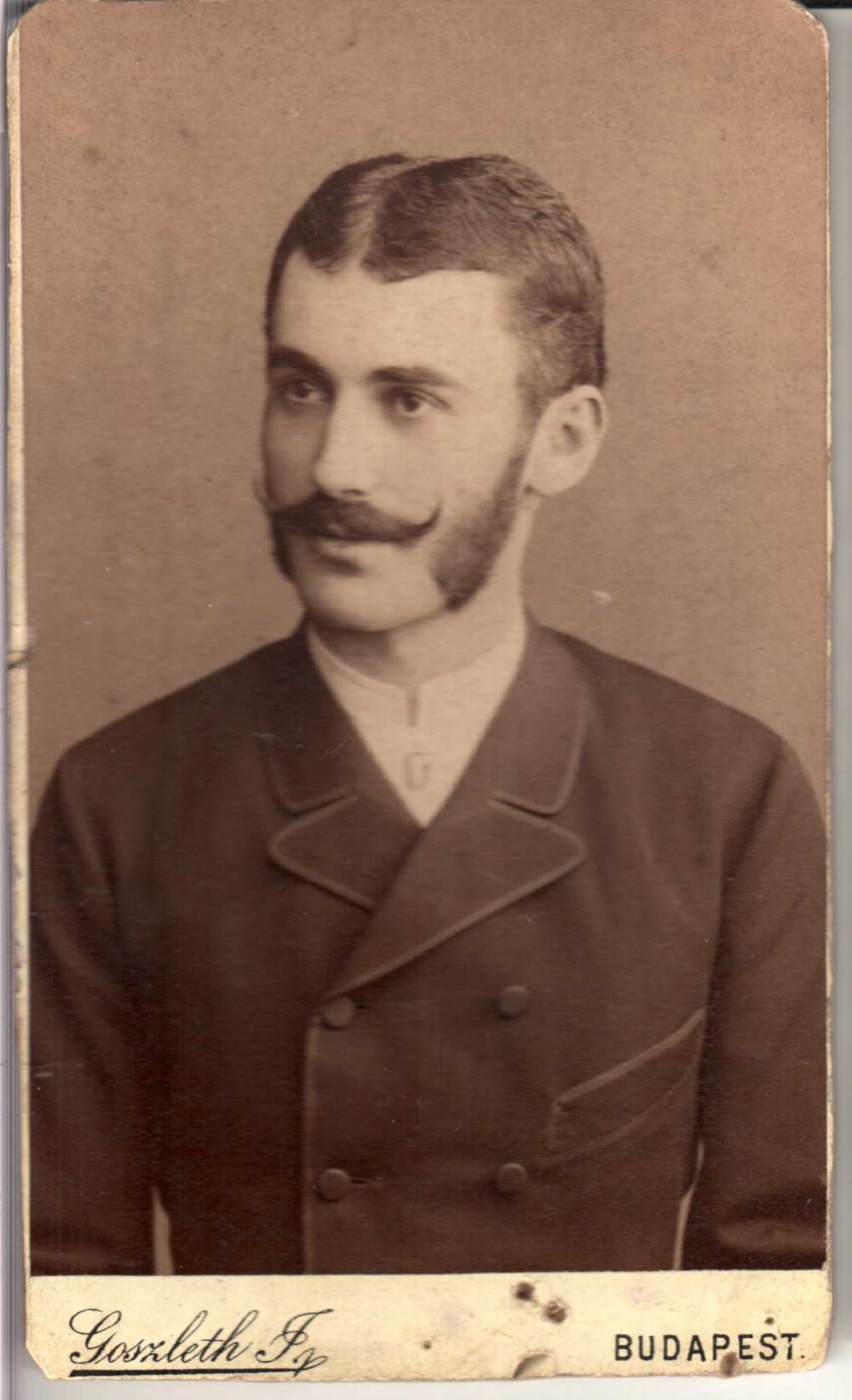 Méhely Lajos (1862–1953) zoológus, egyetemi tanár, az MTA tagja, biológus fiatalkori mellképportréja, 1884. 12. 30. – Magángyűjtemény