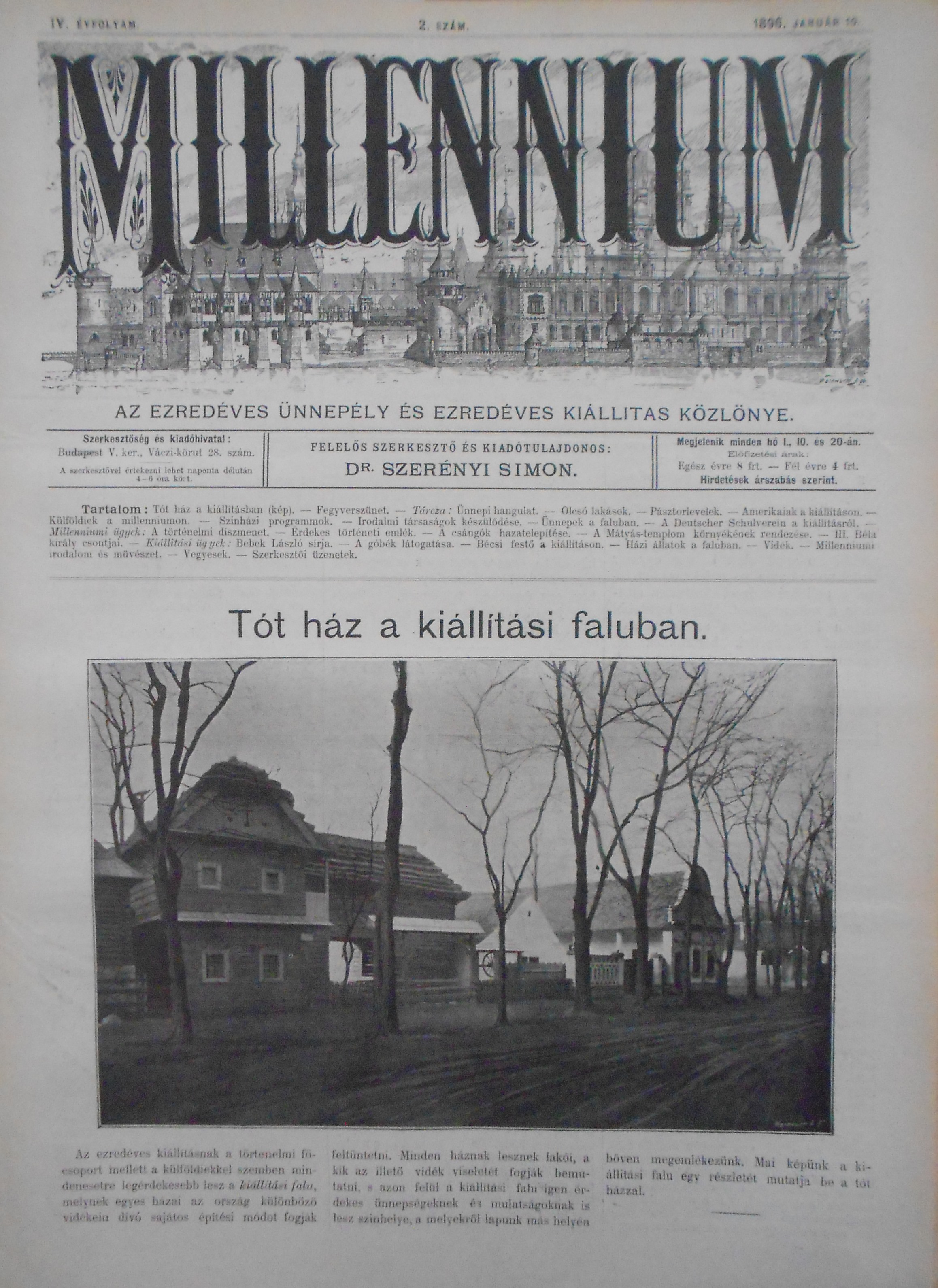Millennium, 1896. január 10. (2. sz.) – Törzsgyűjtemény http://nektar.oszk.hu/hu/manifestation/9569537