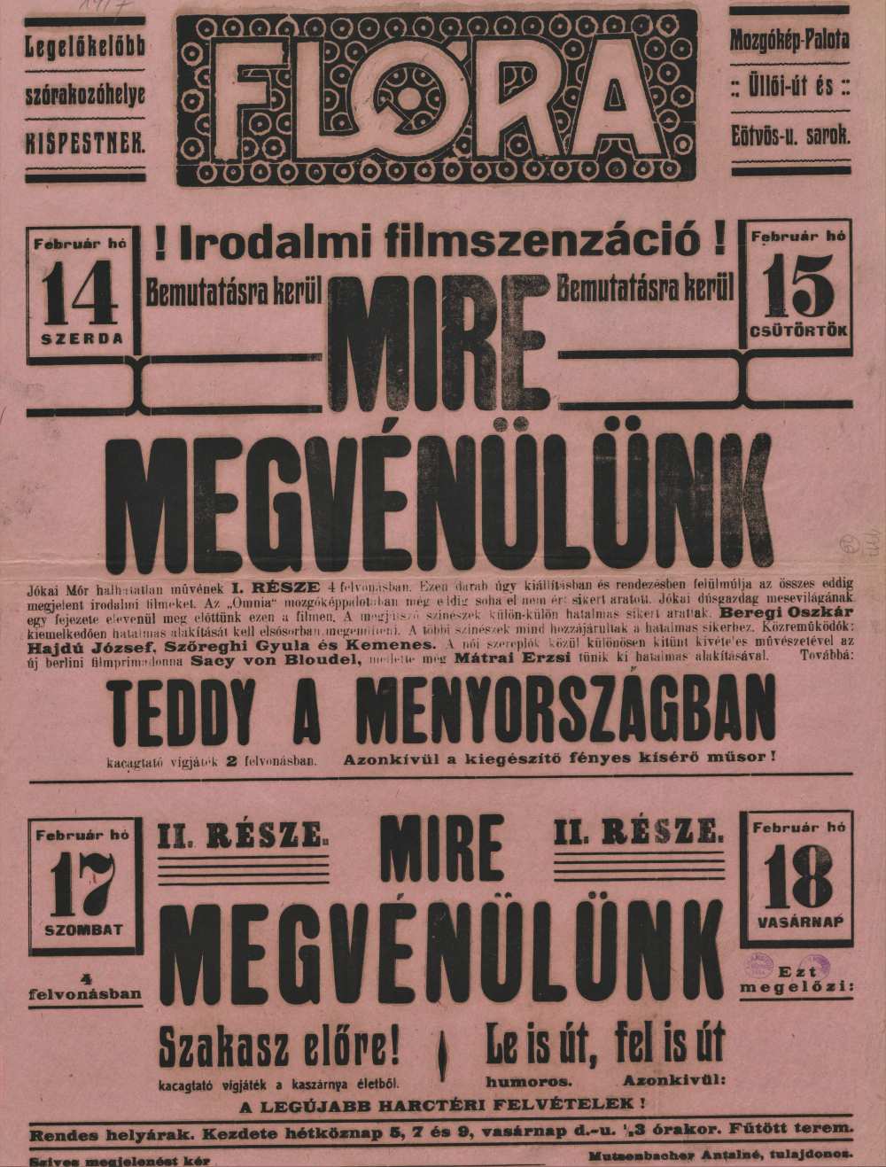 Mire megvénülünk. Filmplakát, 1917. – Térkép-, Plakát- és Kisnyomtatványtár, Jelzet: Szöv.pl 1917