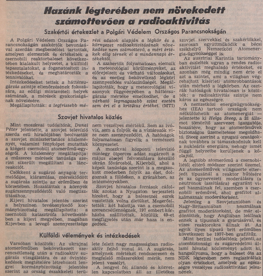 Népszabadság 4. oldal. 1986. május 1. OSZK Törzsgyűjtemény