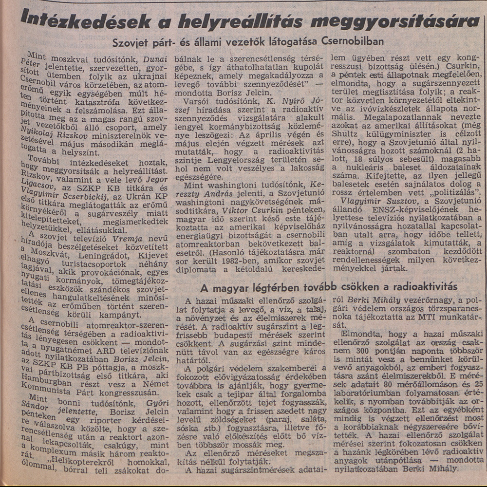 Népszabadság 1986. május 4. 5. oldal. OSZK Törzsgyűjtemény