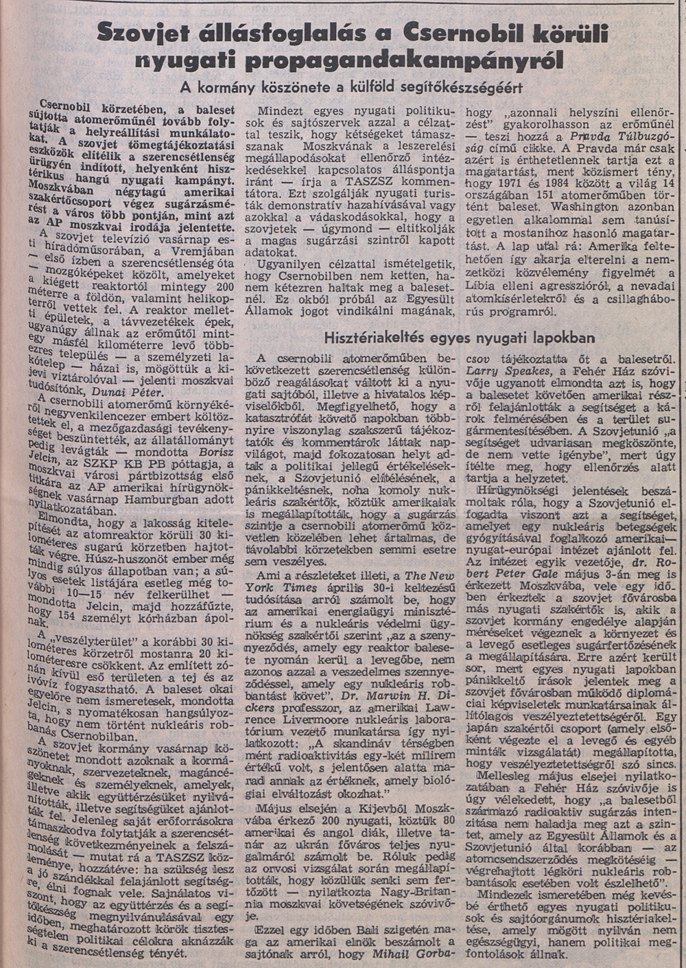Népszabdság 1986. május 5. 3. oldal. OSZK Törzsgyűjtemény