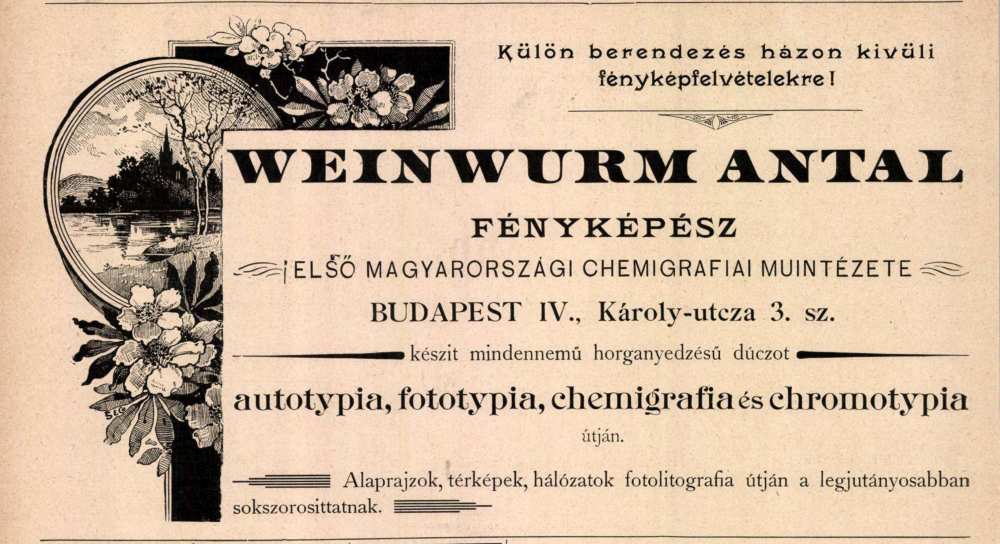 Weinwurm Antal hirdetése. In: Ország-Világ, 15. évf., 40. sz. (1894. szeptember 30.), 668. – Törzsgyűjtemény http://nektar.oszk.hu/hu/manifestation/990545