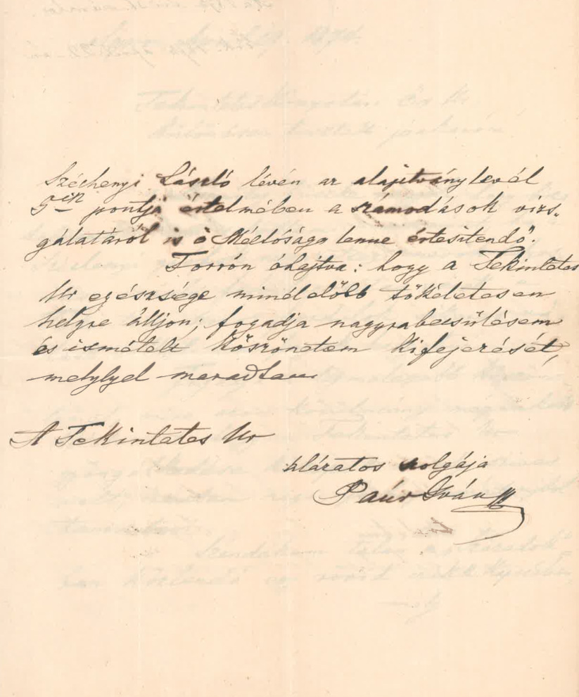 Paúr Iván levele Mátray Gábornak. 1874. április 19. – OSZK Irattár