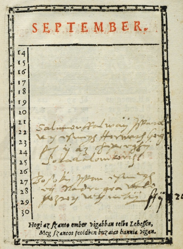 „Kalendarium, es az ielen valo…”, 1583 (RMNY 503) – Régi Nyomtatványok Tára Ezt az egyetlen példányban fennmaradt magyar nyelvű kalendáriumot Piotr Słowacki (1588†) krakkói matematikus és csillagász állította össze