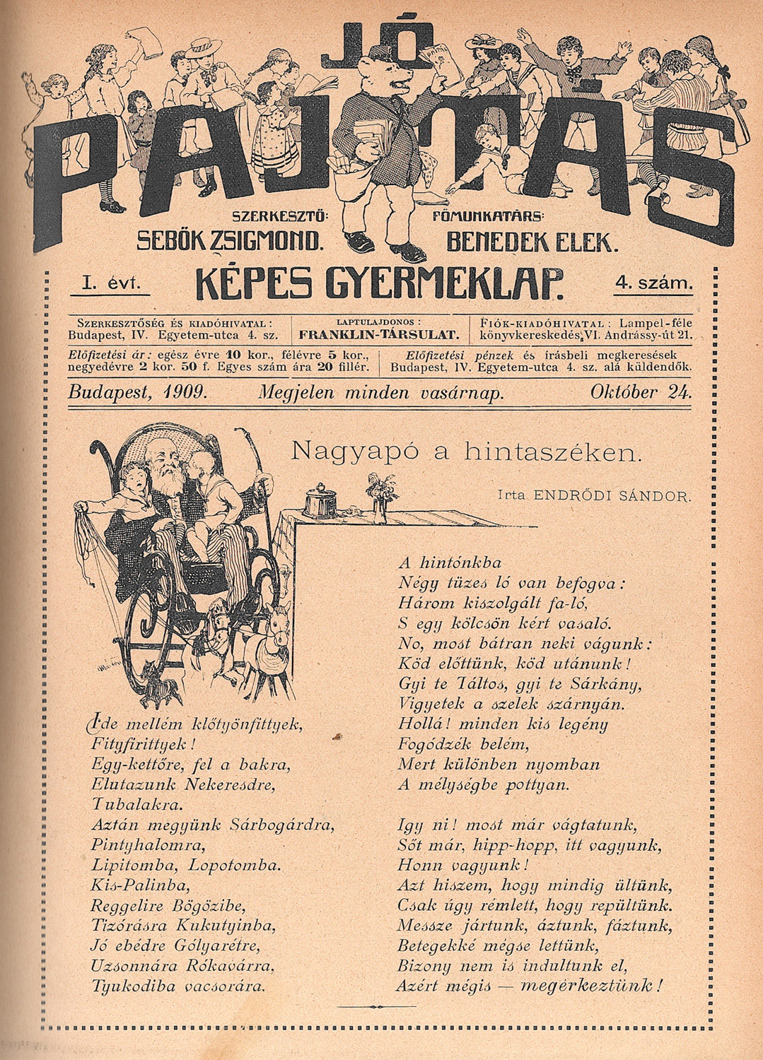 Jó Pajtás. Képes gyermeklap, 1909. (I. évf.)