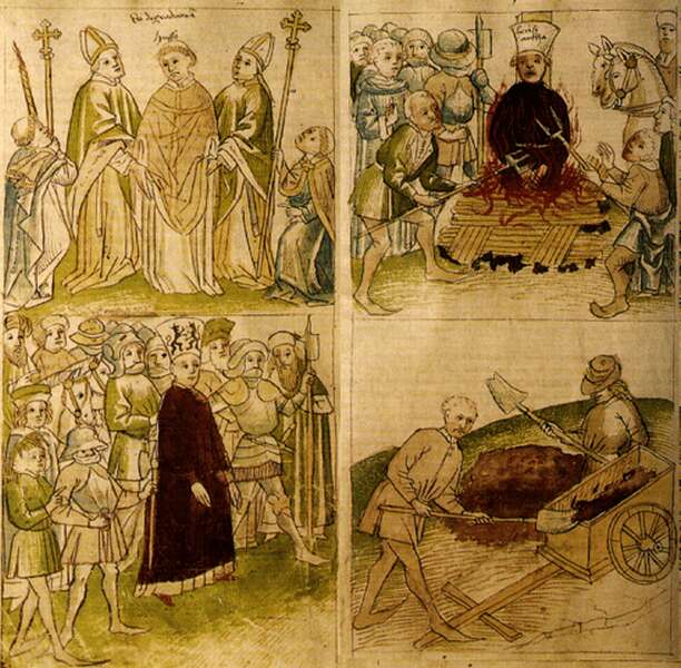 Husz János kivégzése <br />- miniatúra Ulrich von Richental krónikájából, 1465 körül 