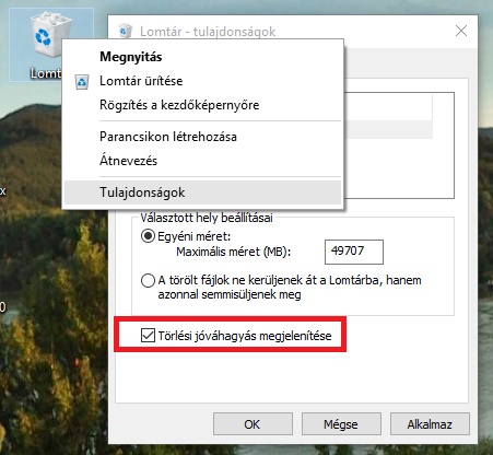 Windows 8 / 10: Törlési jóváhagyás