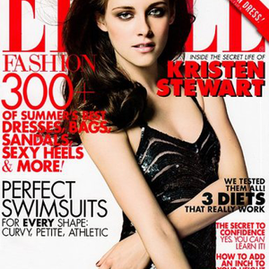 Kristen Stewart mosolyog az amerikai Elle címlapon