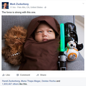És akkor Mark Zuckerberg beöltöztette Star Wars jelmezbe a gyerekét és ezzel lavinát indított el