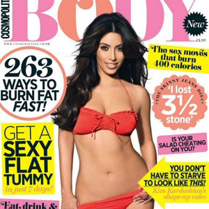 Kim K teste a Cosmo Body címlapján