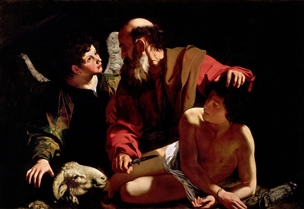 Caravaggio: Izsák feláldozása (1603)<br />A helyszín feltehetően egy sötét sufni.