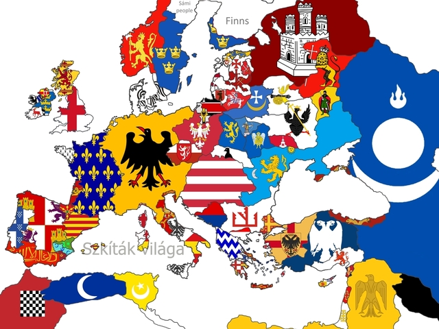 Európai államok lobogói 1236 körül