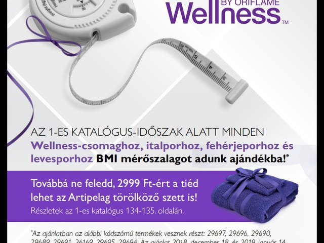 2019.01.14-ig megrendelt Wellness csomaghoz, italporhoz, levesporhoz vagy fehérjeporhoz ajándék BMI mérőszalagot adunk!