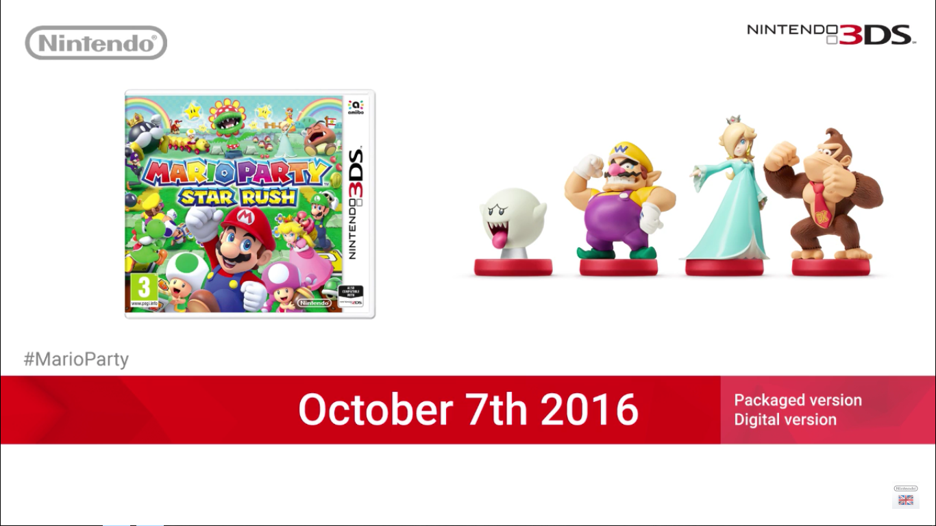 A Mario Party: Star Rush lés a képen látható amiibo figurák október  7-én jelennek meg.