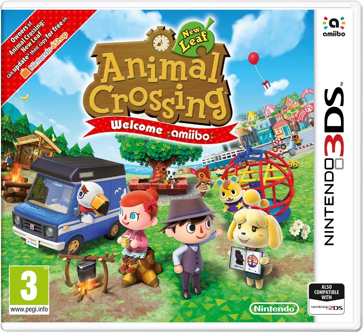 Az Animal Crossing: New Leaf Walcome amiibo dobozképe sok részletben hasonlít az első kiadás boxartjához, azonban ezen már feltűnik egy, a későbbiekben fontos szerepet kapó lakókocsi is. A járműt körülvevő táborról arra lehet következtetni, hogy a frissítéssel egy új helyszín is kerül majd a játékba.