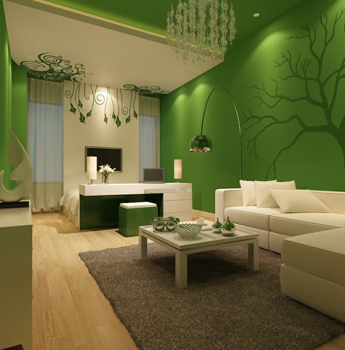 living-room-set-ideas-green-walls-beautiful-wanddeko-beige-carpet.jpg