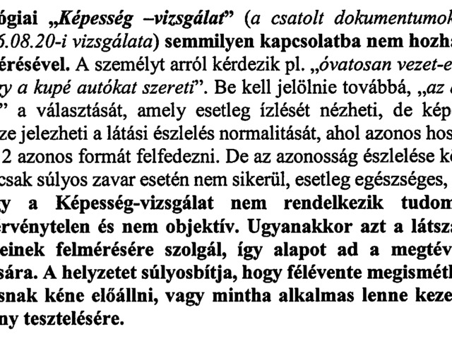 A képességvizsgálati teszt