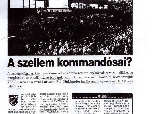 Múltidézés: 1997-es tényfeltáró cikk a szcientológiáról a Reform magazinból