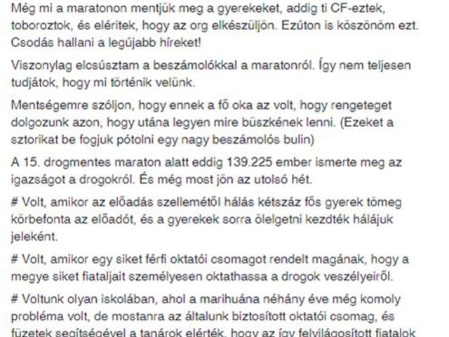 Hazudott a Drogmentes Maraton vezetője