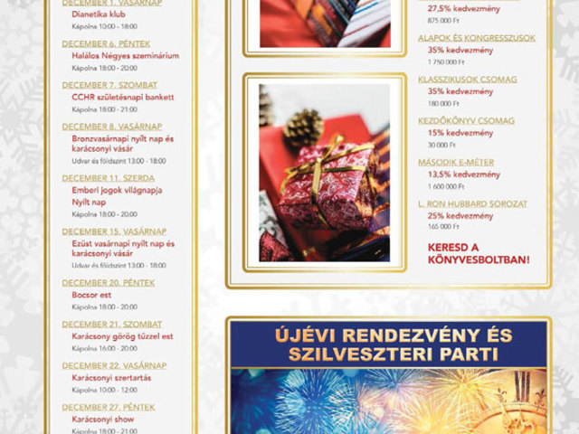 Karácsonyi akciós vallási kegytárgyak, vásár és szilveszteri parti a templomban