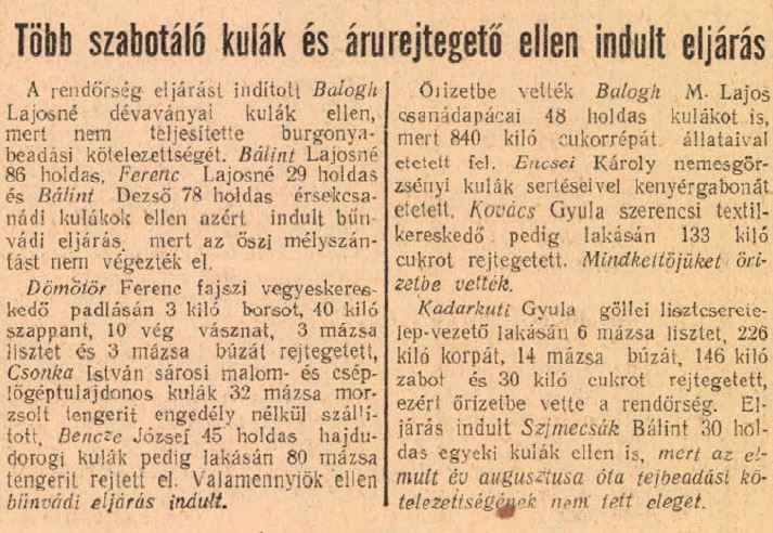 korabeli újságcikk - Szabad Nép 1951