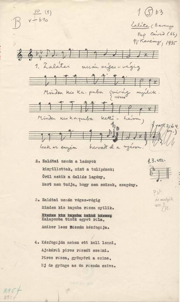 Zalátai utcán véges-végig<br /><br />Zaláta (Baranya), 1935.<br />Adatközlő: Pap Dávid (66)<br />Gyűjtő: Kerényi György<br />Leltári szám: BR_05990