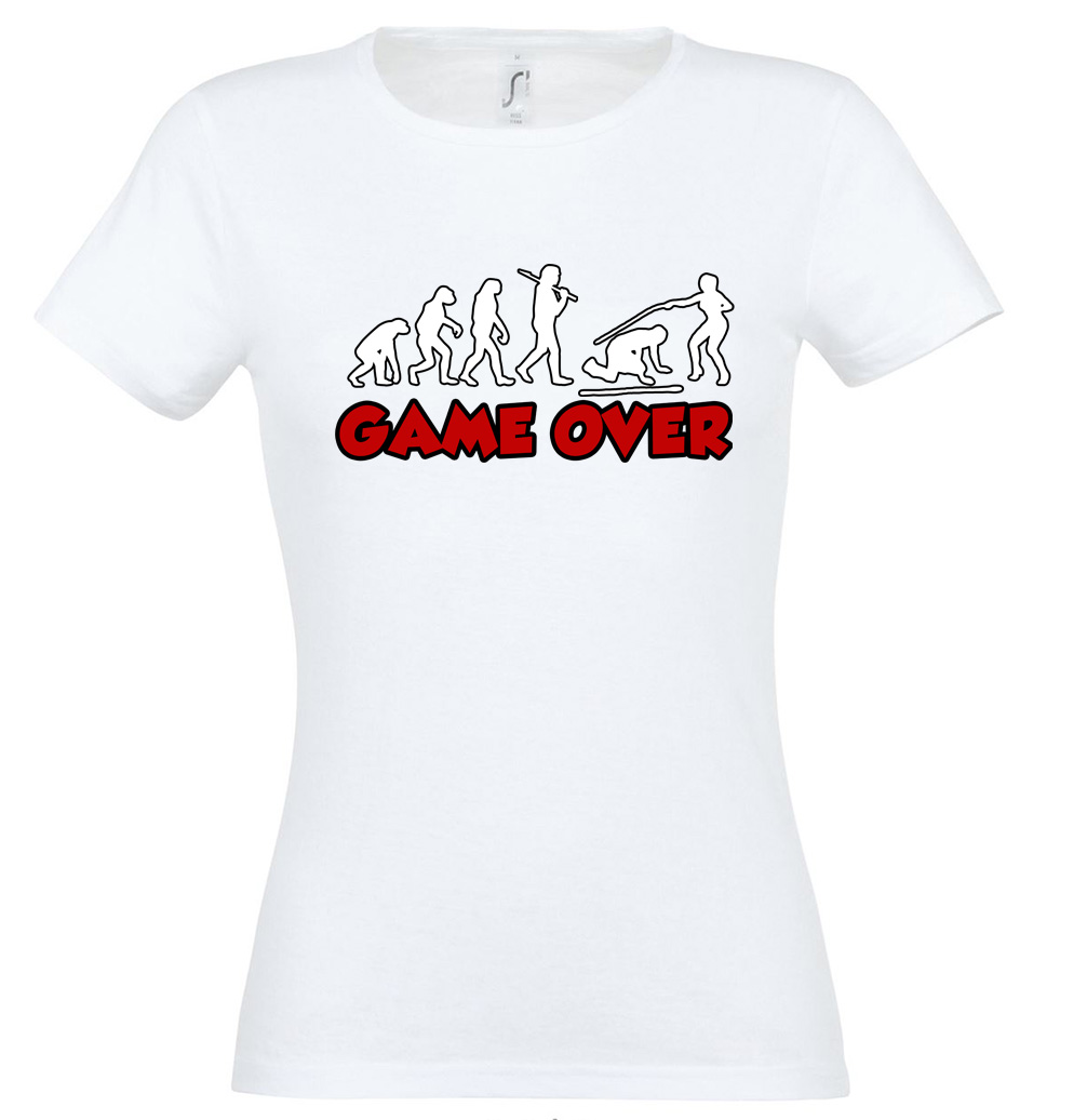Lánybúcsú pólók Game Over felirattal és vicces mintával
