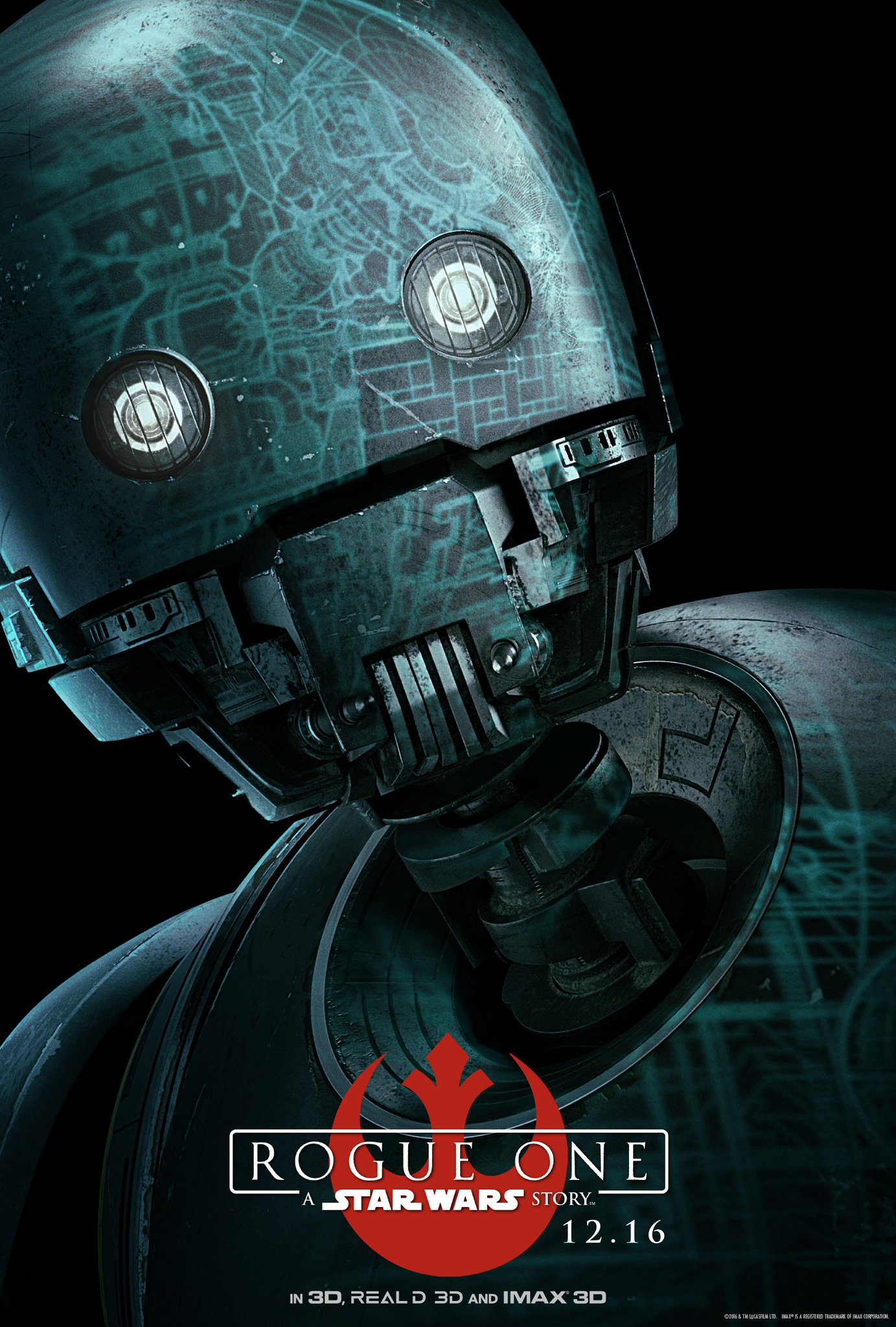 K-2SO (Alan Tudyk) a film lázadó csapatának droid tagja. Biztonsági droidnak tervezték, kemény, erős és magabiztos konstrukció. A rendező szerint C-3PO szöges ellentéte, kicsit olyan, mint Csubakka személyisége egy droidba bújtatva.